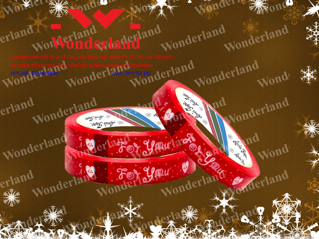 BĂNG KEO IN CHỮ DÁN LY CÀ PHÊ 15MM WONDERLAND CHẤT LƯỢNG CAO