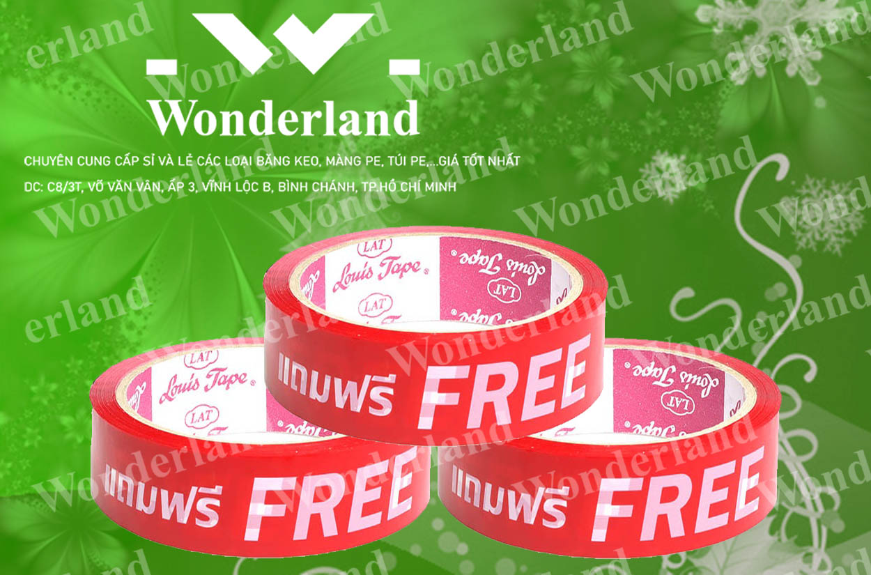 BĂNG KEO IN CHỮ SIZE 23MM CHẤT LƯỢNG CAO WONDERLAND GIÁ SỈ TỐT NHẤT