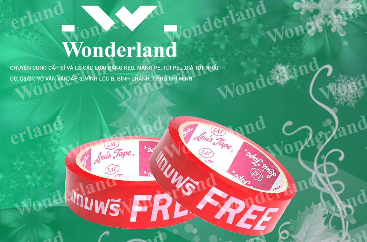 BĂNG KEO IN CHỮ SIZE 23MM CHẤT LƯỢNG CAO WONDERLAND