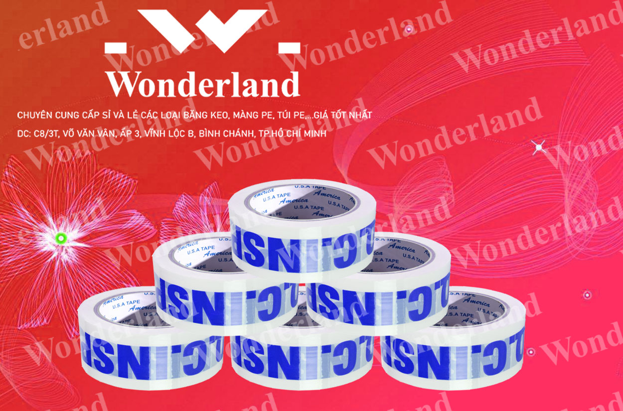 BĂNG KEO IN CHỮ SIZE 33MM CHẤT LƯỢNG CAO WONDERLAND GIÁ SỈ TỐT NHẤT