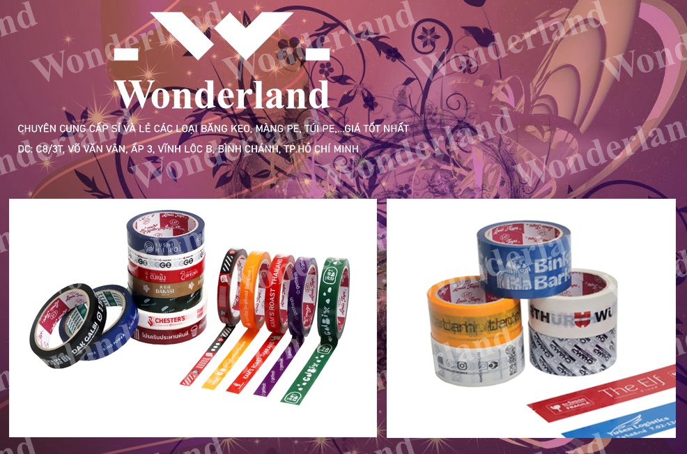 BĂNG KEO IN CHỮ WONDERLAND NHIỀU KÍCH THƯỚC CHẤT LƯỢNG CAO-GIÁ SỈ TỐT NHẤT