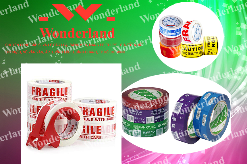 BĂNG KEO IN LOGO CHẤT LƯỢNG CAO WONDERLAND NHIỀU KÍCH THƯỚC THEO YÊU CẦU