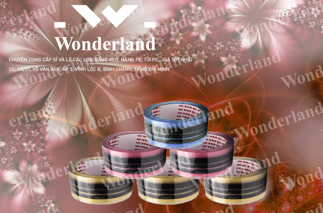 BĂNG KEO IN LOGO SIZE 52MM NHIỀU MÀU SẮC CHẤT LƯỢNG TỐT NHẤT TẠI WONDERLAND