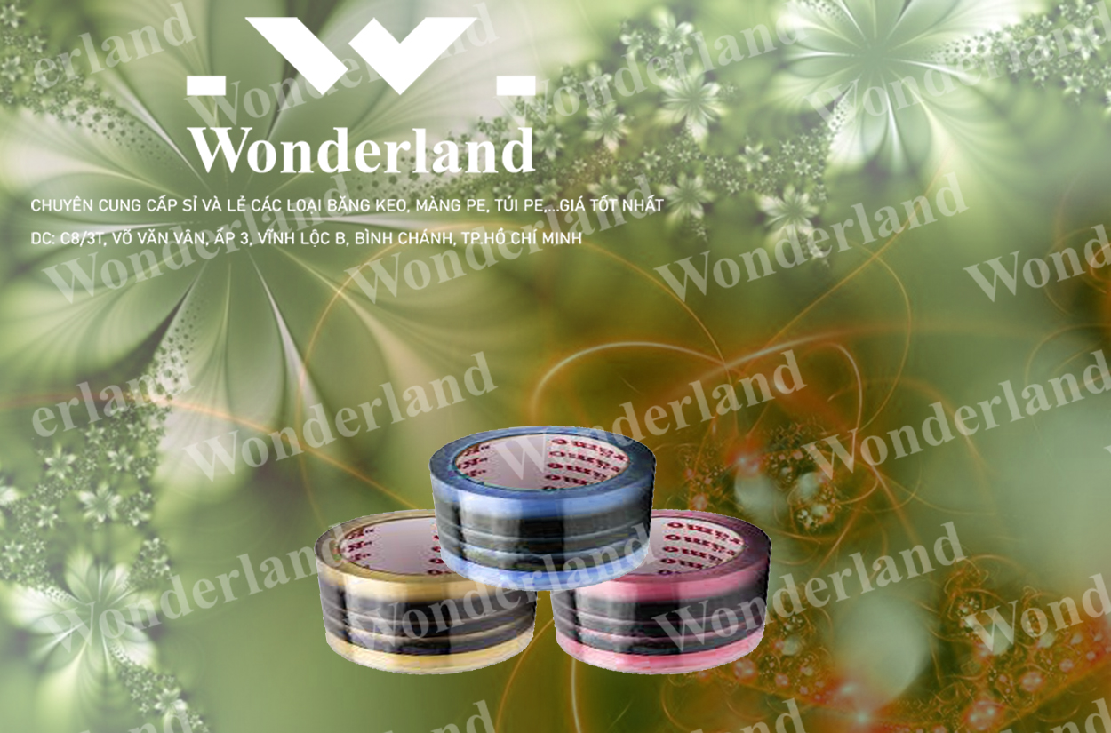 BĂNG KEO IN LOGO SIZE 52MM WONDERLAND NHIỀU MÀU SẮC THEO YÊU CẦU CỦA KHÁCH HÀNG