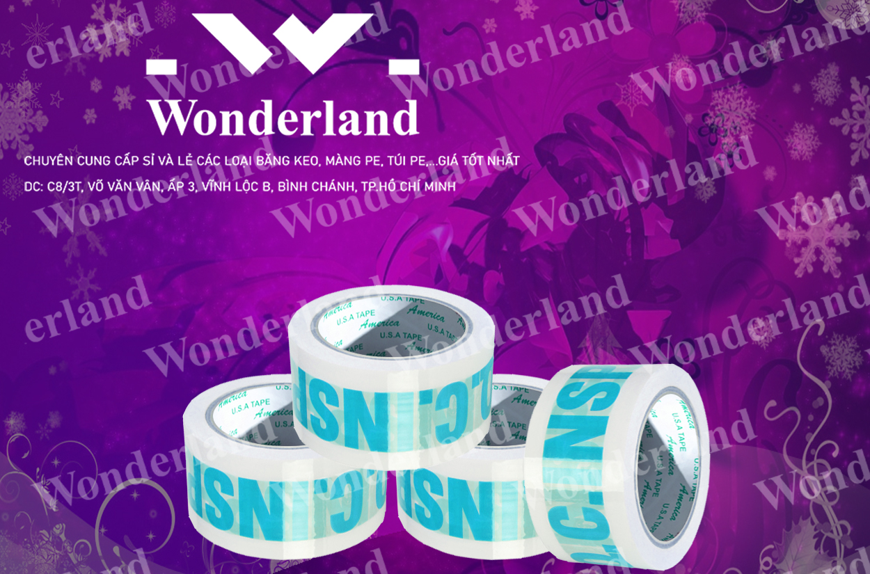 BĂNG KEO IN LOGO SIZE 53MM CHẤT LƯỢNG CAO WONDERLAND GIÁ SỈ TỐT NHẤT