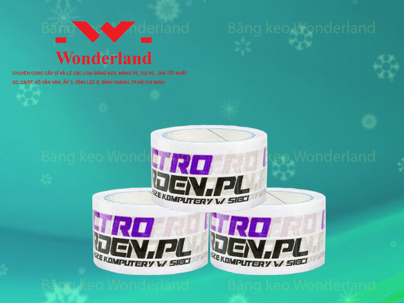 BĂNG KEO IN LOGO SIZE 55MM CHẤT LƯỢNG CAO WONDERLAND GIÁ SỈ TỐT NHẤT
