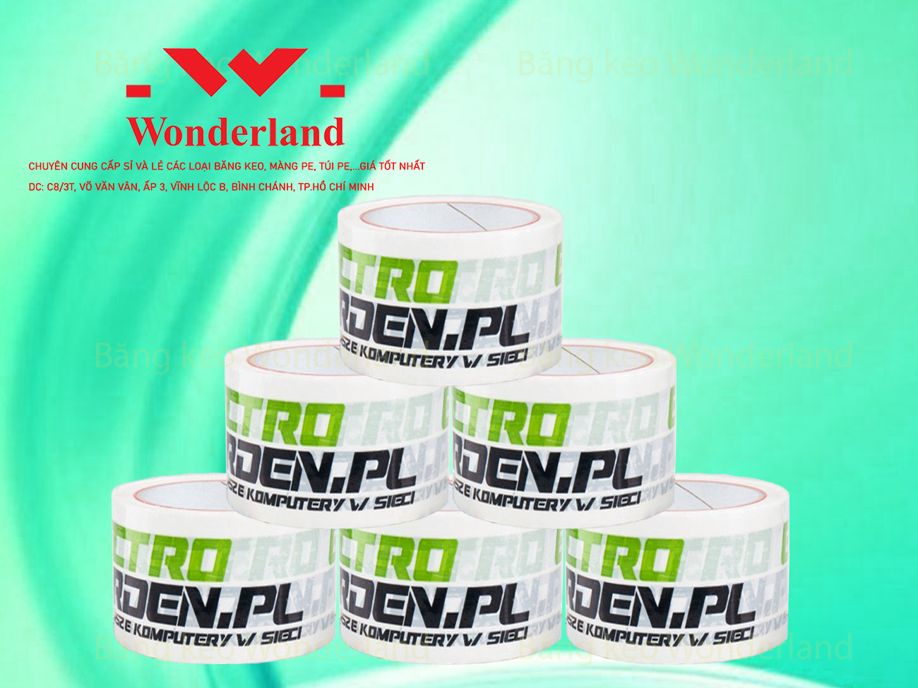 BĂNG KEO IN LOGO SIZE 57MM GIÁ SỈ TỐT NHẤT WONDERLAND