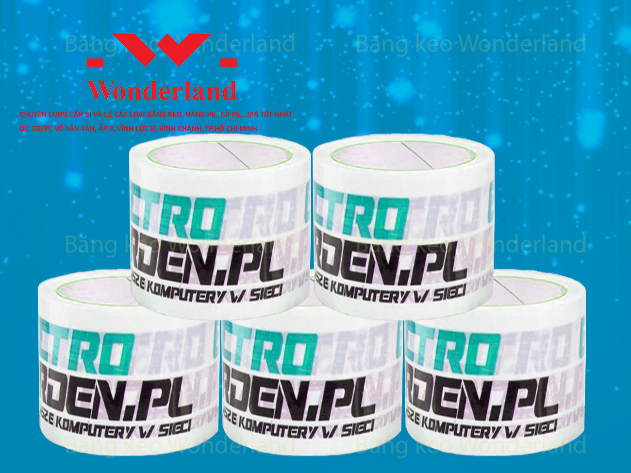 BĂNG KEO IN LOGO SIZE 61MM CHẤT LƯỢNG CAO WONDERLAND GIÁ SỈ TỐT NHẤT