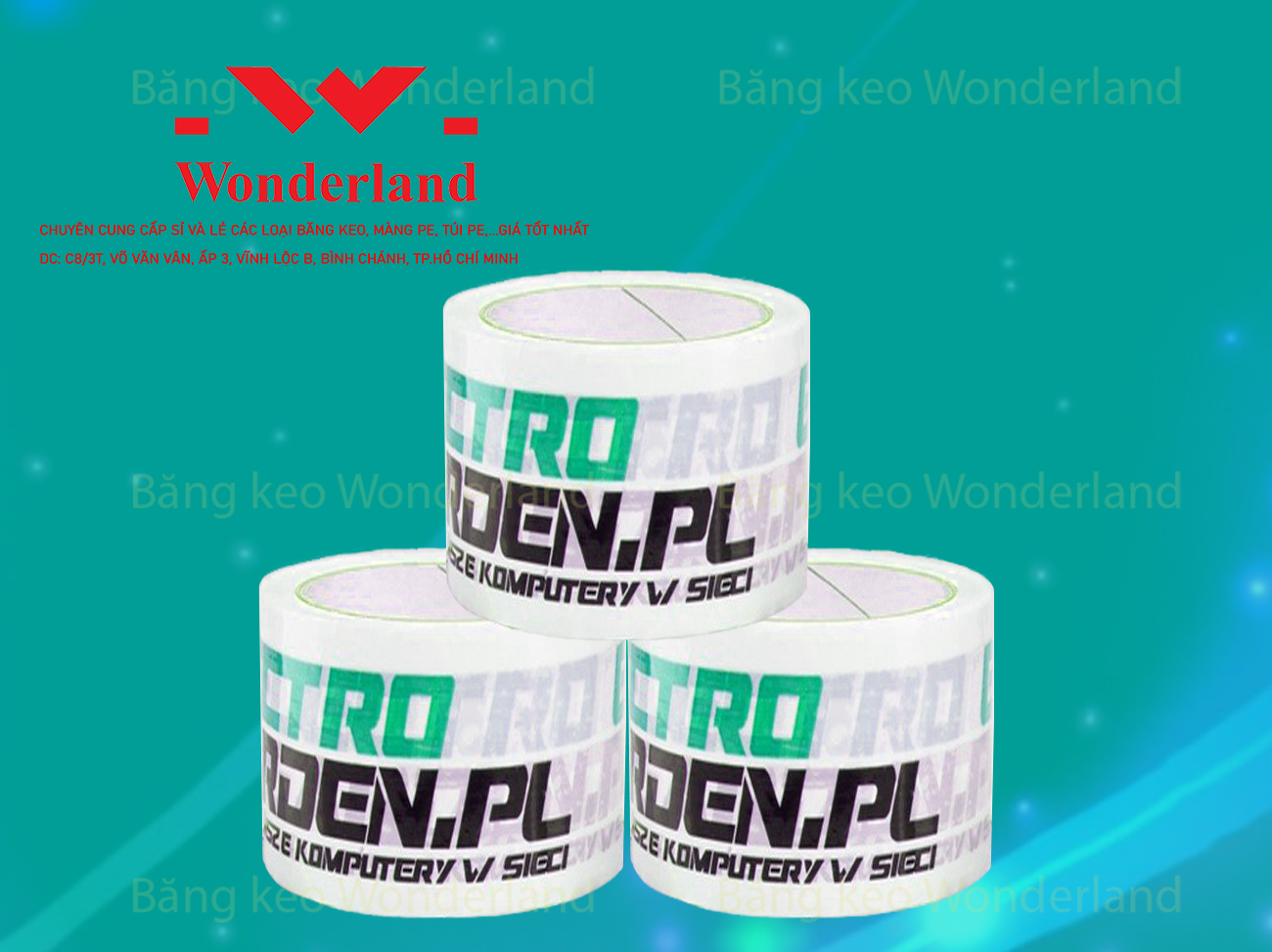 BĂNG KEO IN LOGO SIZE 63MM CHẤT LƯỢNG CAO WONDERLAND