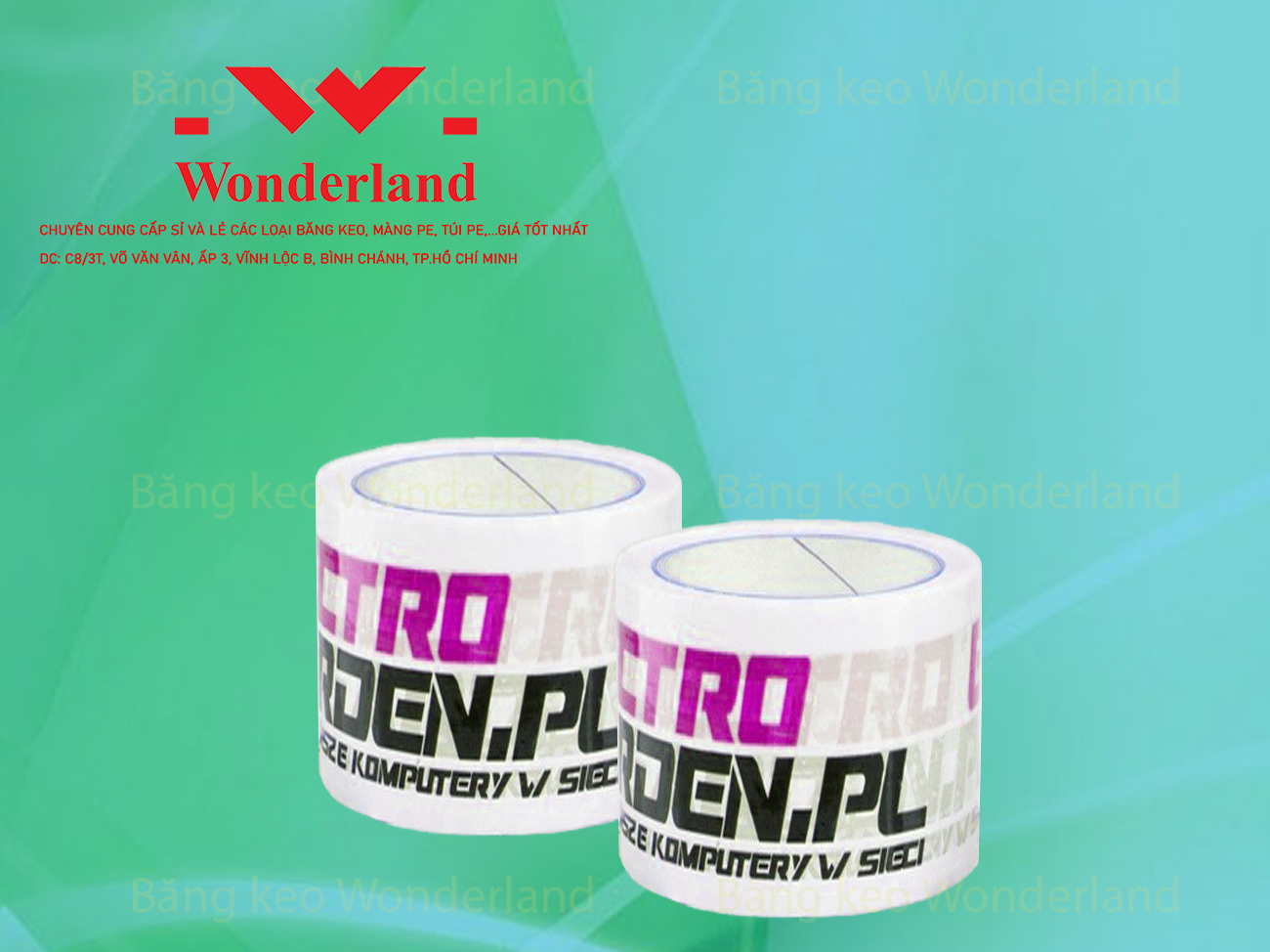BĂNG KEO IN LOGO SIZE 65MM CHẤT LƯỢNG CAO WONDERLAND