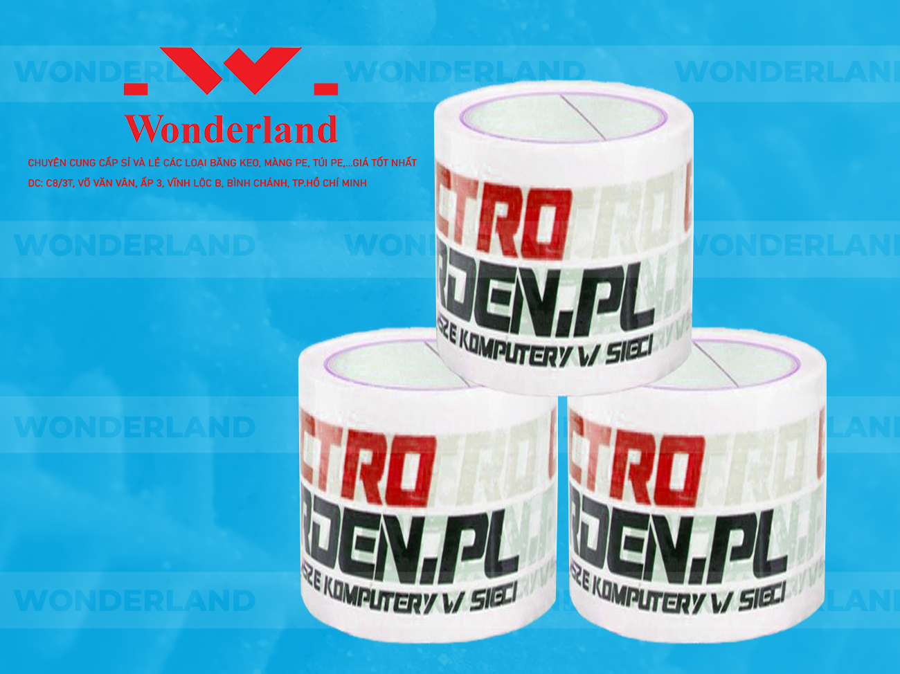 BĂNG KEO IN LOGO SIZE 67MM CHẤT LƯỢNG CAO WONDERLAND GIÁ SỈ TỐT NHẤT