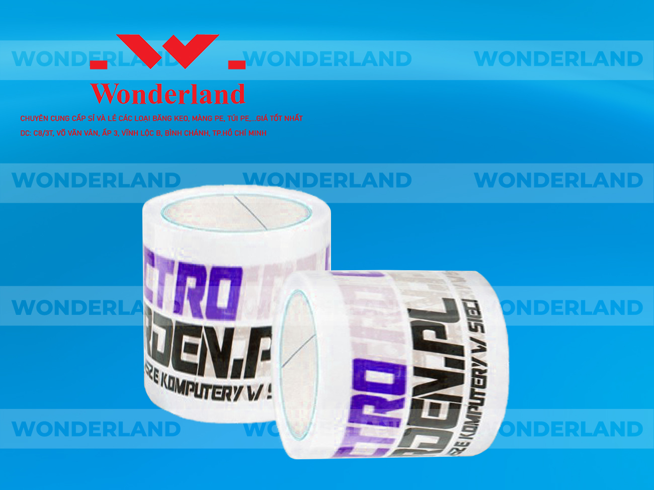 BĂNG KEO IN LOGO SIZE 69MM CHẤT LƯỢNG CAO WONDERLAND