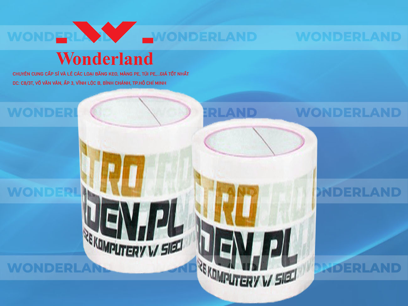 BĂNG KEO IN LOGO SIZE 75MM CHẤT LƯỢNG CAO WONDERLAND