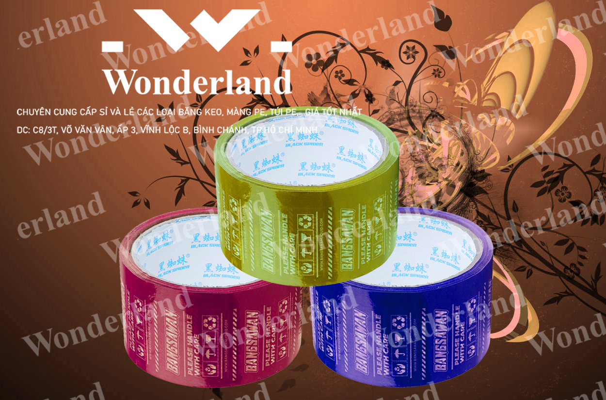 BĂNG KEO IN LOGO SIZE 76MM CHẤT LƯỢNG CAO WONDERLAND GIÁ SỈ TỐT NHẤT