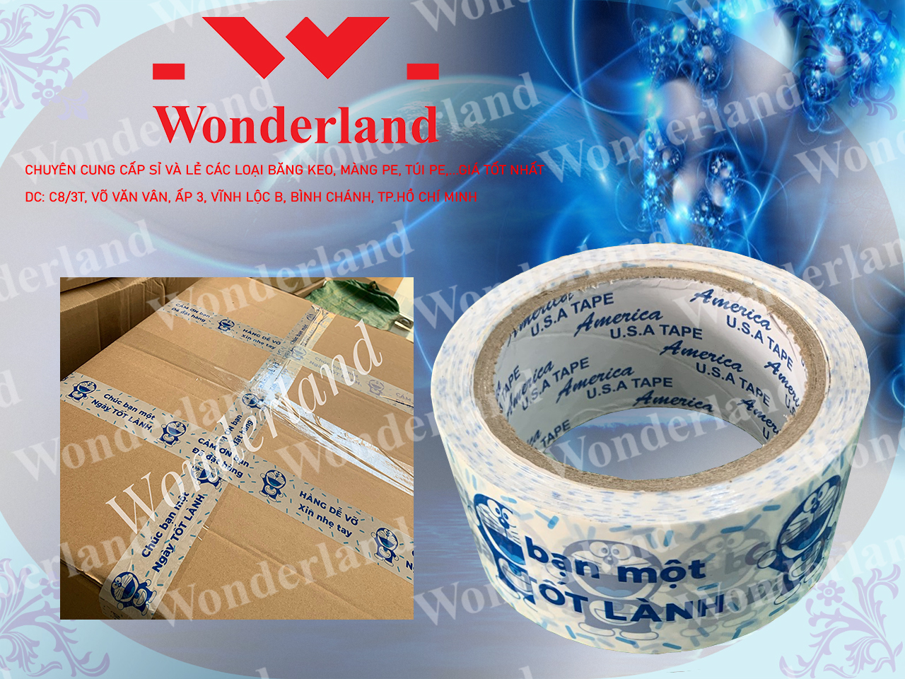 BĂNG KEO IN THANK YOU DOREMON CHẤT LƯỢNG CAO WONDERLAND