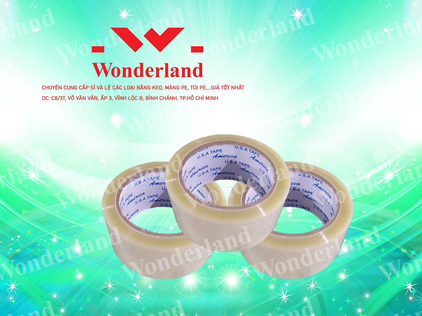 BĂNG KEO TRONG 1.3KG LÕI 3.5LI CHẤT LƯỢNG CAO WONDERLAND