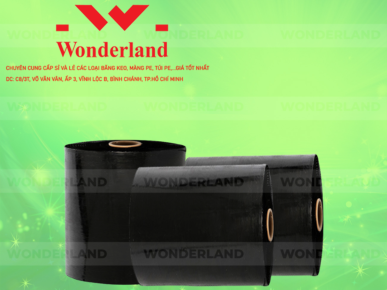 MÀNG PE ĐEN 20KG LÕI 1.2KG CHẤT LƯỢNG CAO WONDERLAND GIÁ SỈ TỐT NHẤT
